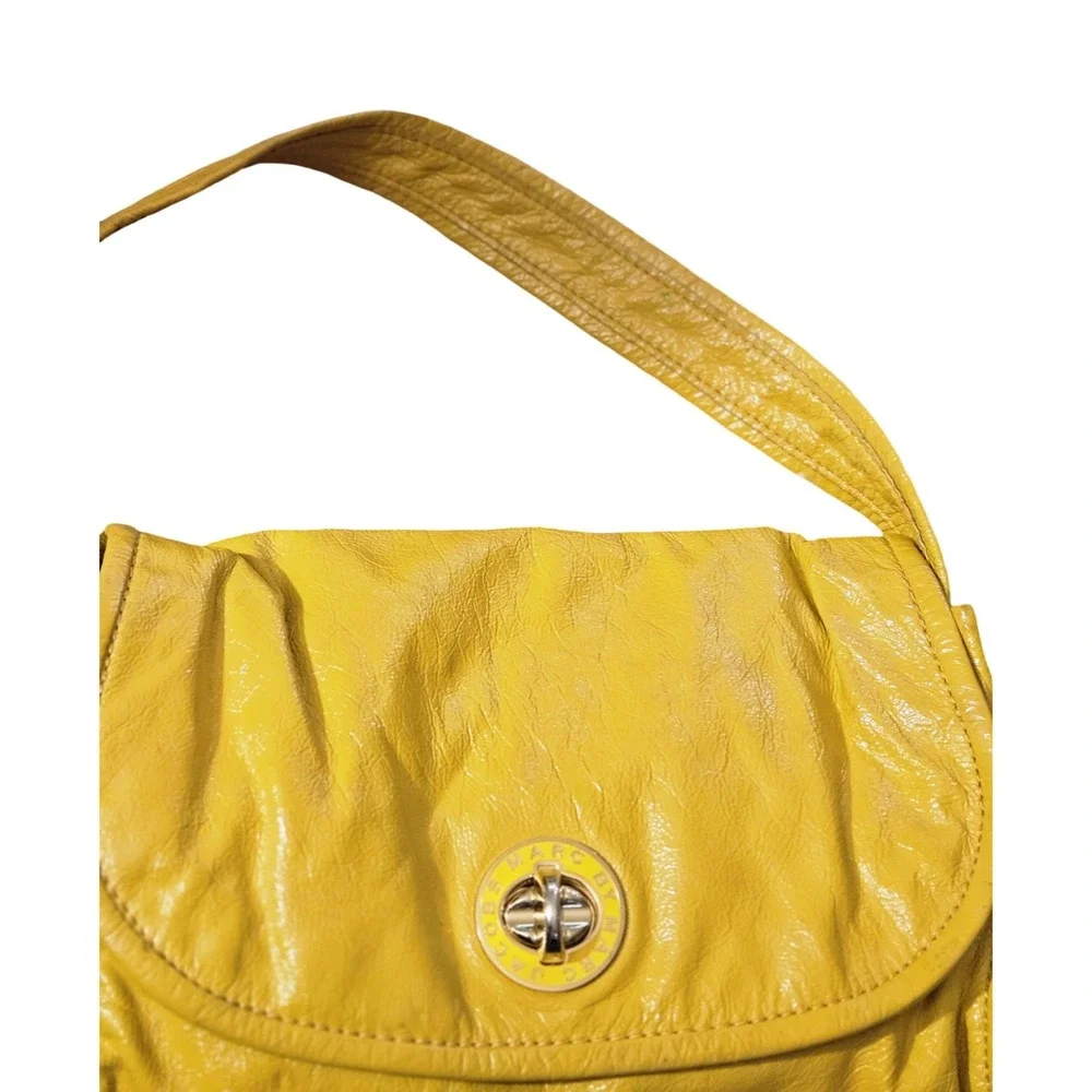 Marc by Marc Jacobs Yellow Pebbled Leather Turnlock Shoulder Bag Handbag